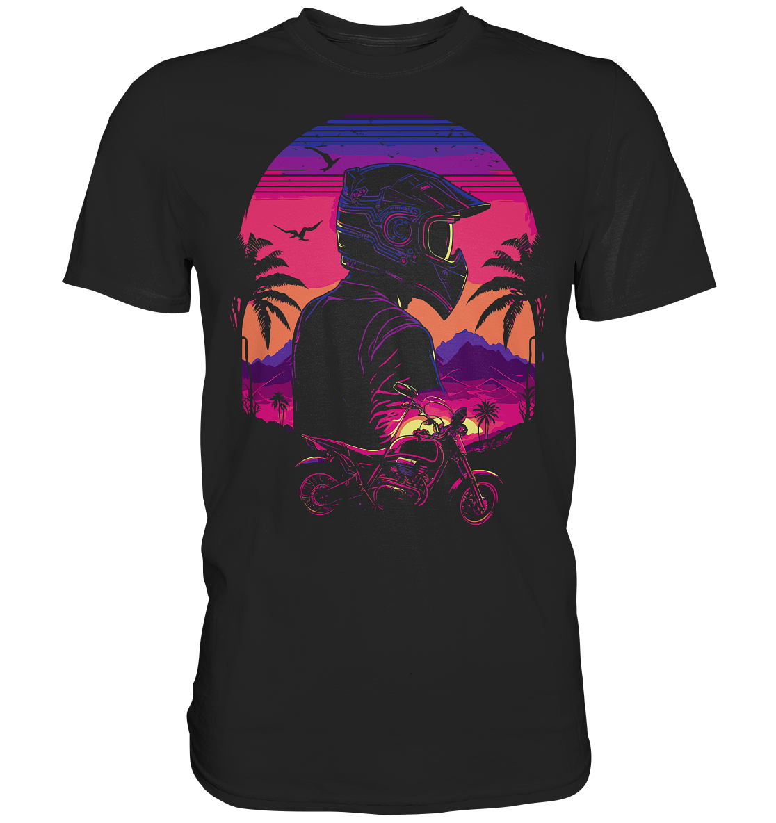 Biker Shirt , 80s Vibe , Motorrad , Anime - Premium Shirt