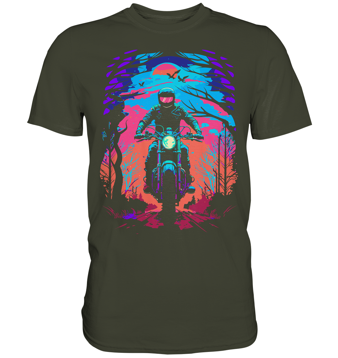 Biker Shirt , 80s Vibe , Motorrad , Anime - Premium Shirt