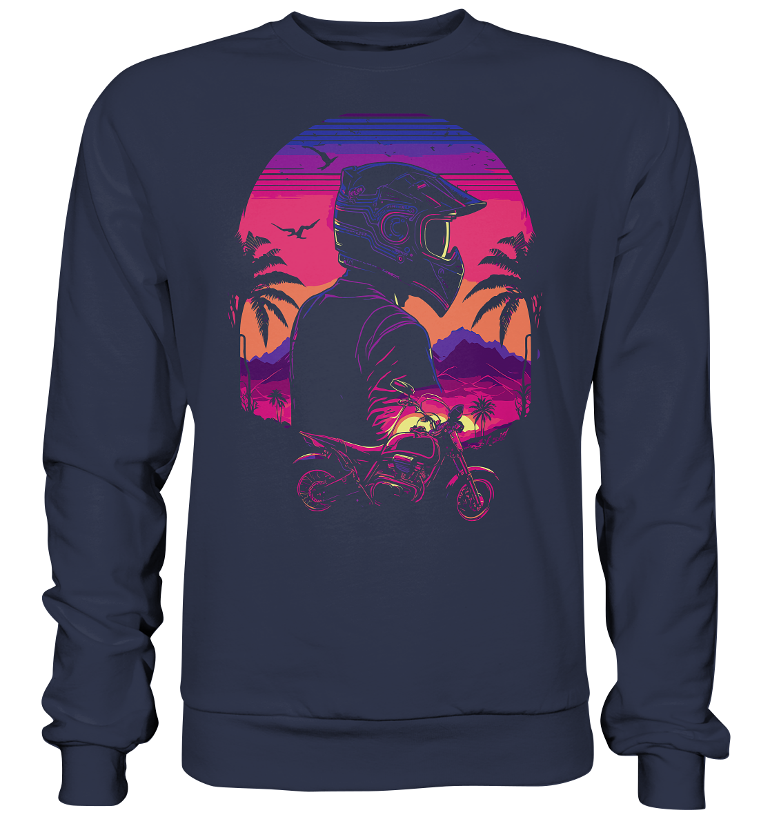 Biker Shirt , 80s Vibe , Motorrad , Anime - Premium Sweatshirt