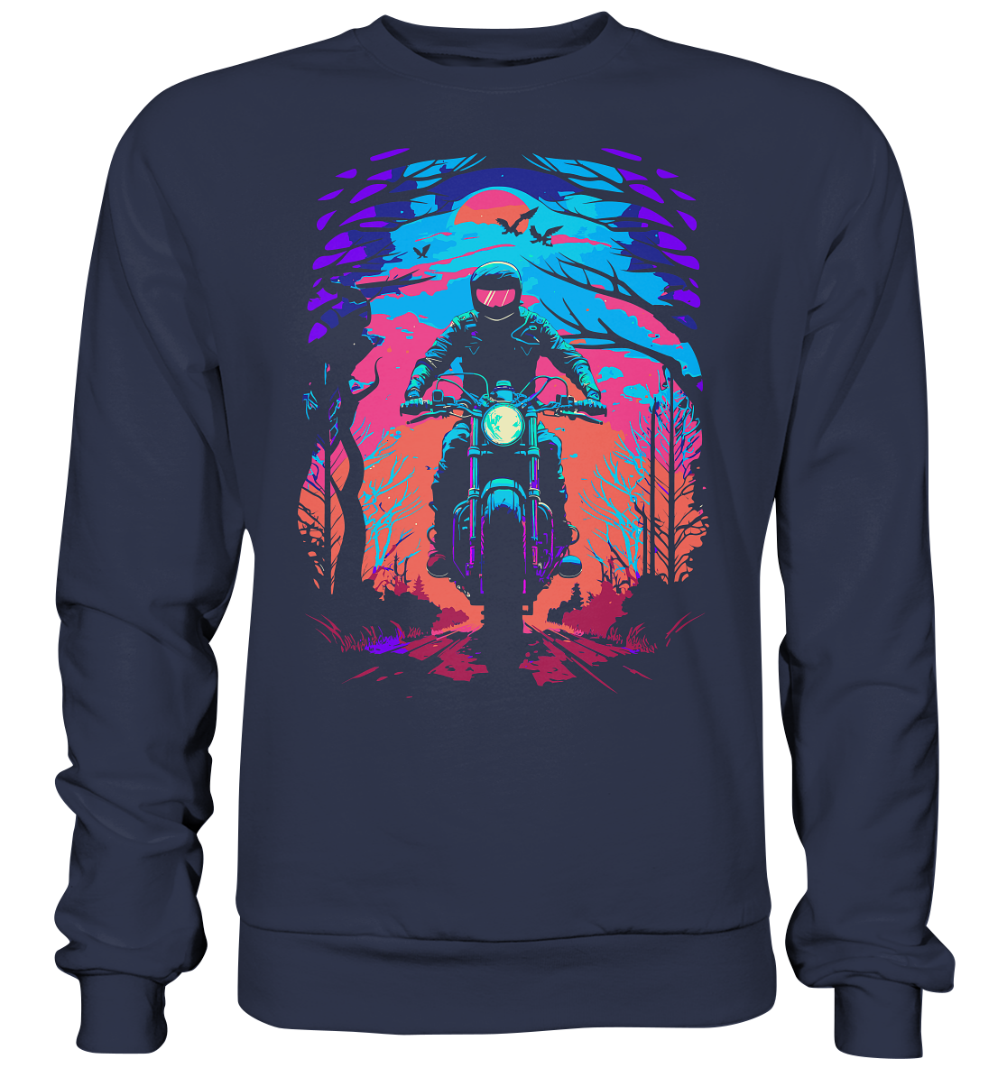 Biker Shirt , 80s Vibe , Motorrad , Anime - Premium Sweatshirt