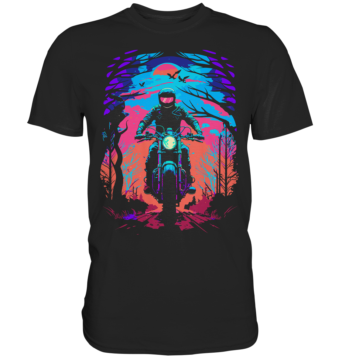 Biker Shirt , 80s Vibe , Motorrad , Anime - Premium Shirt