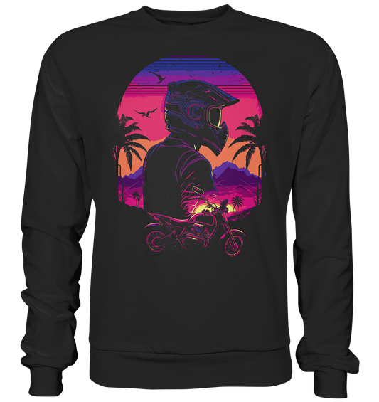 Biker Shirt , 80s Vibe , Motorrad , Anime - Premium Sweatshirt